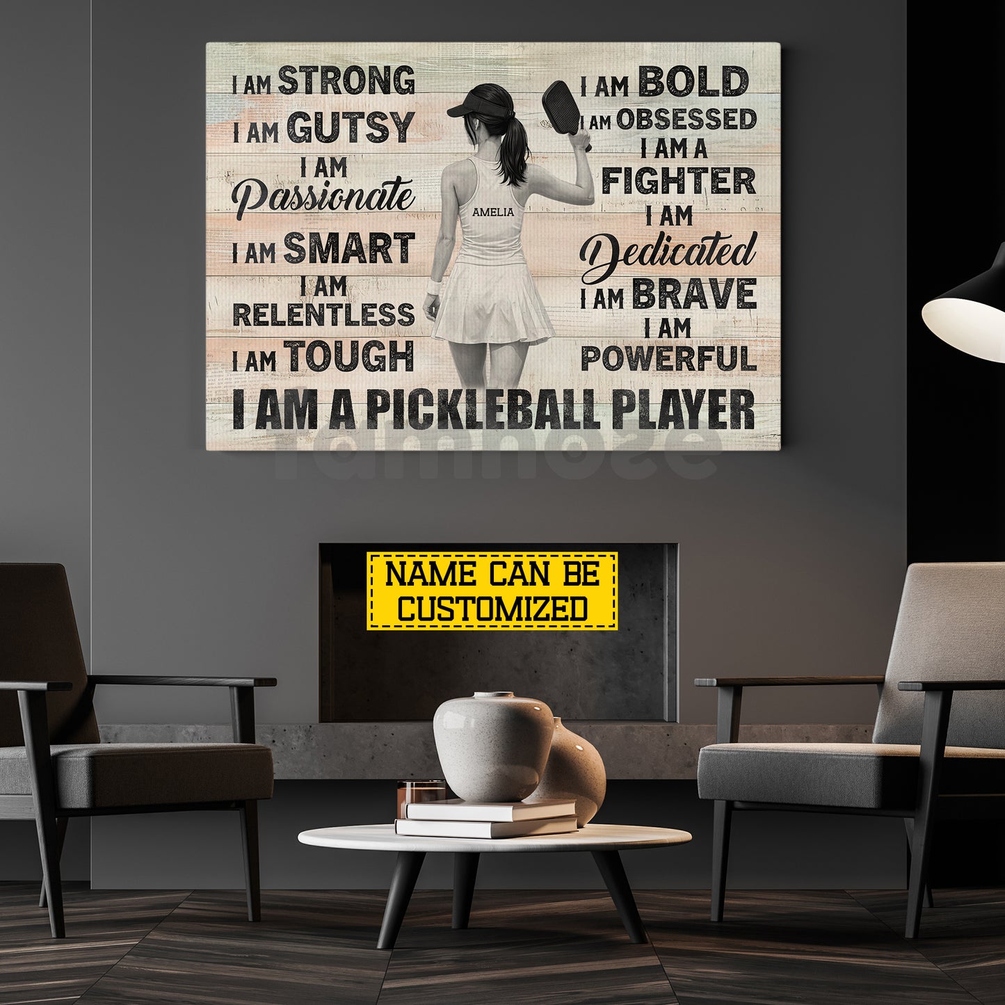 Personalized Pickleball Girl Canvas Painting, I Am A Pickleball Player Sport Wall Art Decor, Poster Gift For Pickleball Lovers