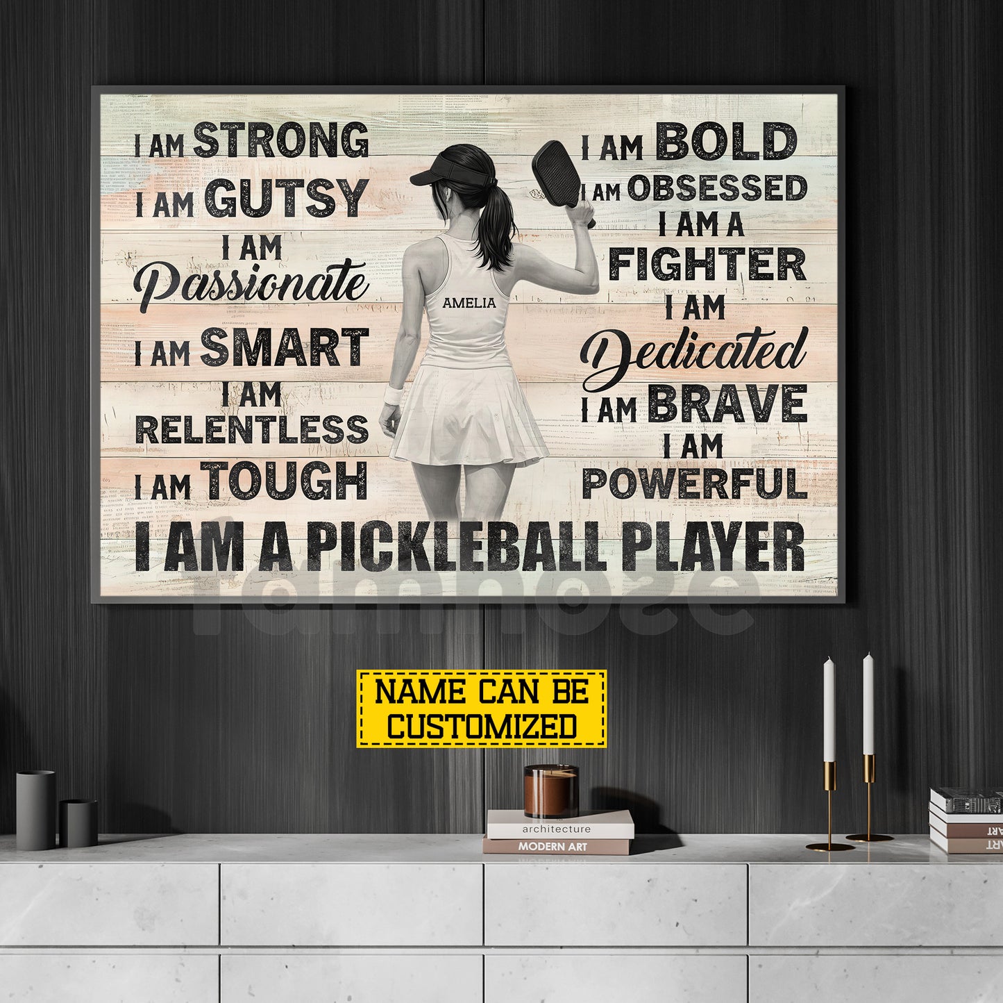 Personalized Pickleball Girl Canvas Painting, I Am A Pickleball Player Sport Wall Art Decor, Poster Gift For Pickleball Lovers