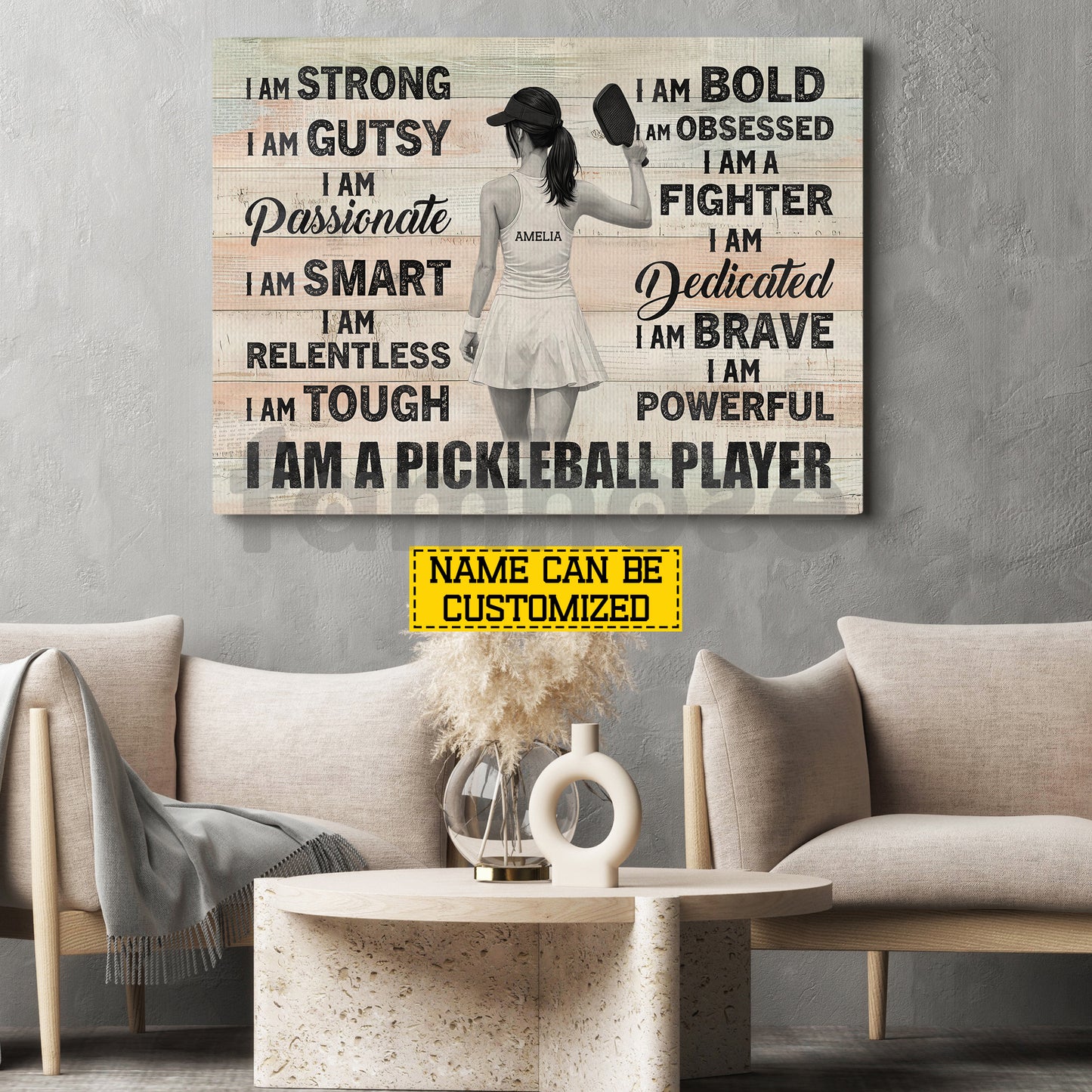 Personalized Pickleball Girl Canvas Painting, I Am A Pickleball Player Sport Wall Art Decor, Poster Gift For Pickleball Lovers