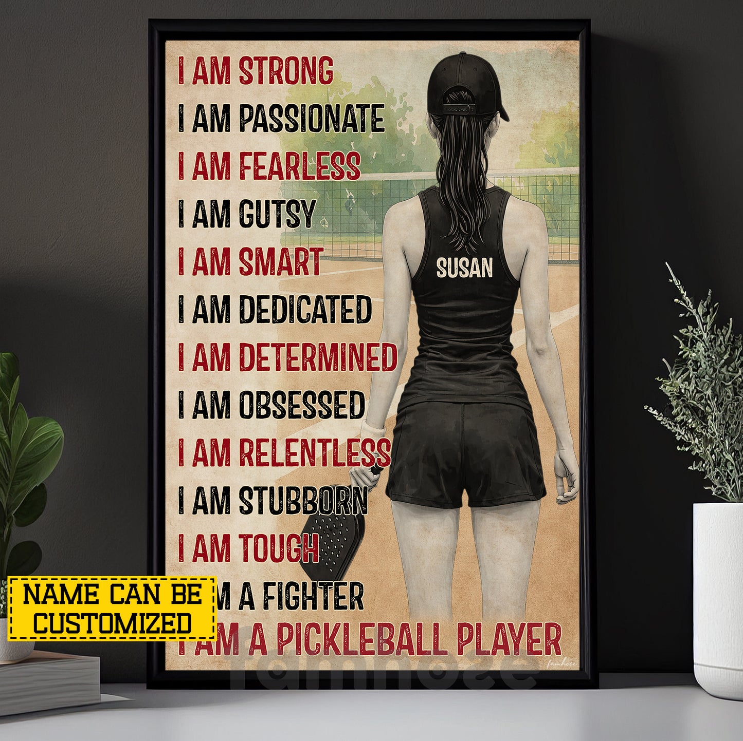 Motivation Personalized Pickleball Girl Canvas Painting, I Am A Pickleball Player Sport Wall Art Decor, Poster Gift For Pickleball Lover