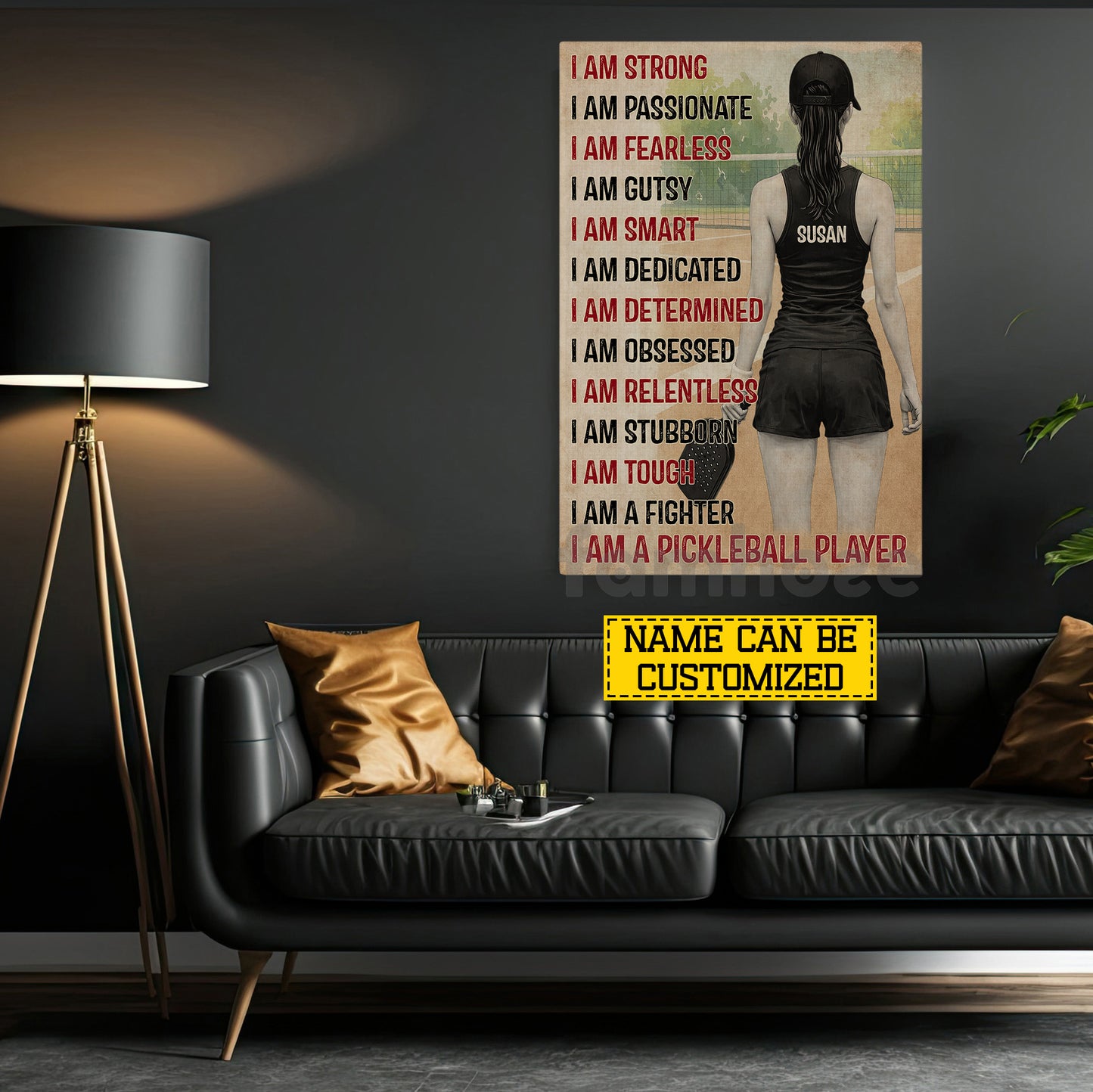 Motivation Personalized Pickleball Girl Canvas Painting, I Am A Pickleball Player Sport Wall Art Decor, Poster Gift For Pickleball Lover