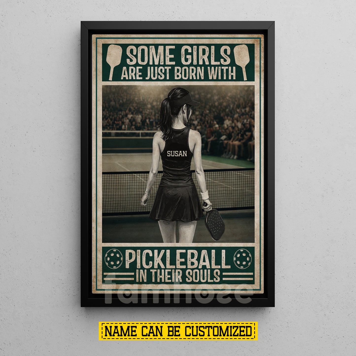 Personalized Pickleball Girl Canvas Painting, Some Girls Are Just Born With Pickleball In Their Souls Sport Wall Art Decor, Poster Gift For Pickleball Lover