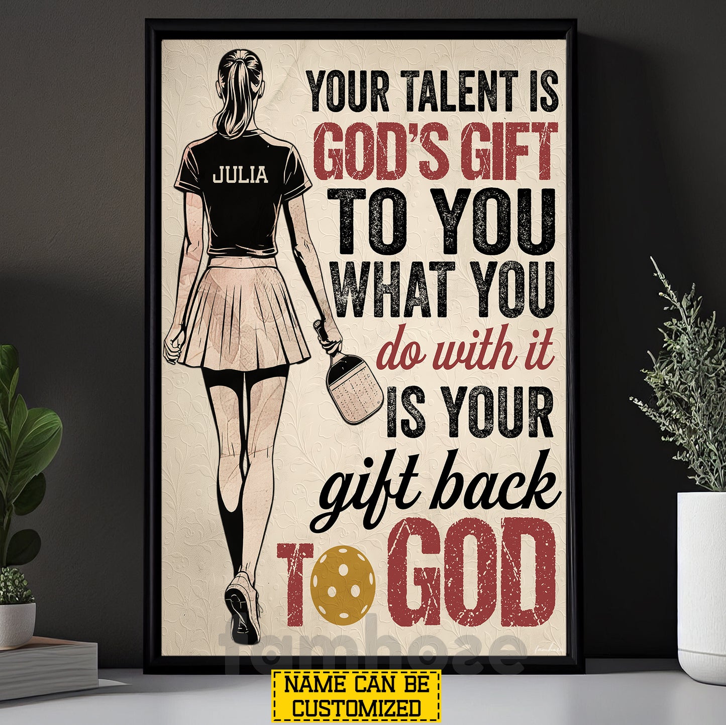 Personalized Pickleball Girl Canvas Painting, Your Talent Is God's Gift To You Wall Art Decor, Poster Gift For Christians, Pickleball Lover
