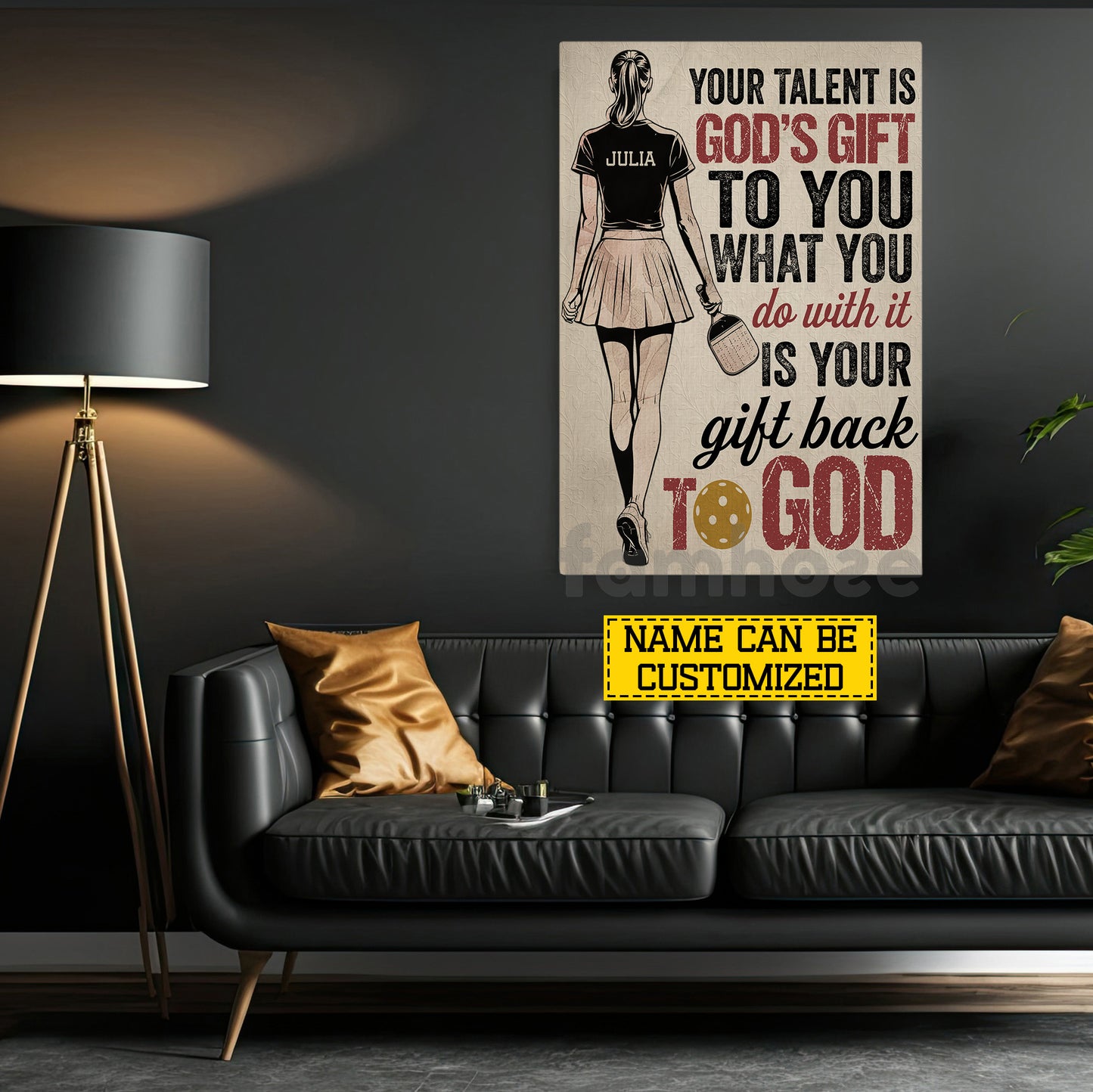 Personalized Pickleball Girl Canvas Painting, Your Talent Is God's Gift To You Wall Art Decor, Poster Gift For Christians, Pickleball Lover