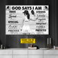 Motivational Personalized Pickleball Girl Canvas Painting, God Says I Am Unique Special Strong Sport Wall Art Decor, Poster Gift For Pickleball Lover