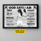 Motivational Personalized Pickleball Girl Canvas Painting, God Says I Am Unique Special Strong Sport Wall Art Decor, Poster Gift For Pickleball Lover