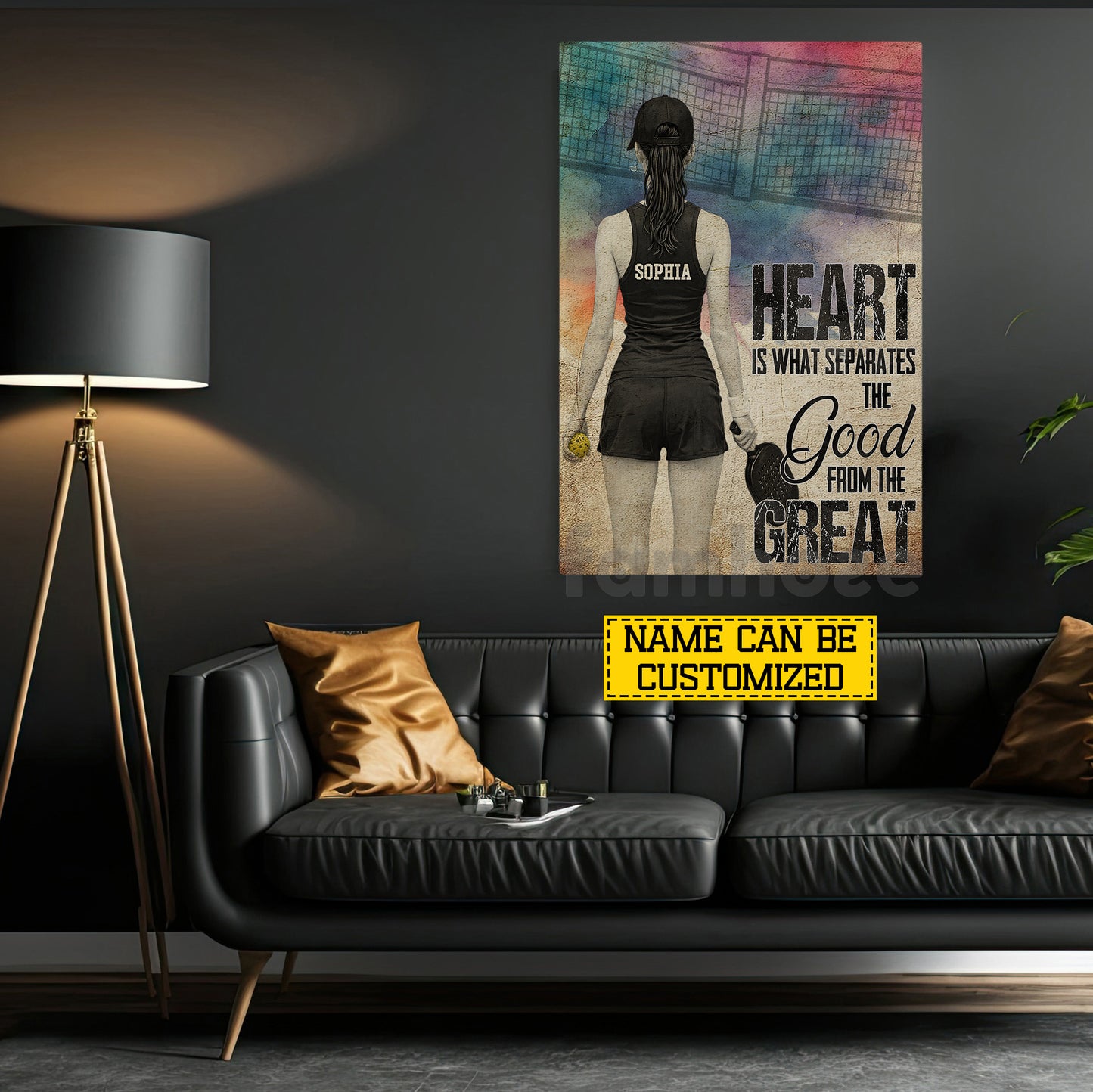 Personalized Pickleball Girl Canvas Painting, Heart Is What Separetes The Good From The Great Sport Wall Art Decor, Poster Gift For Pickleball Lover