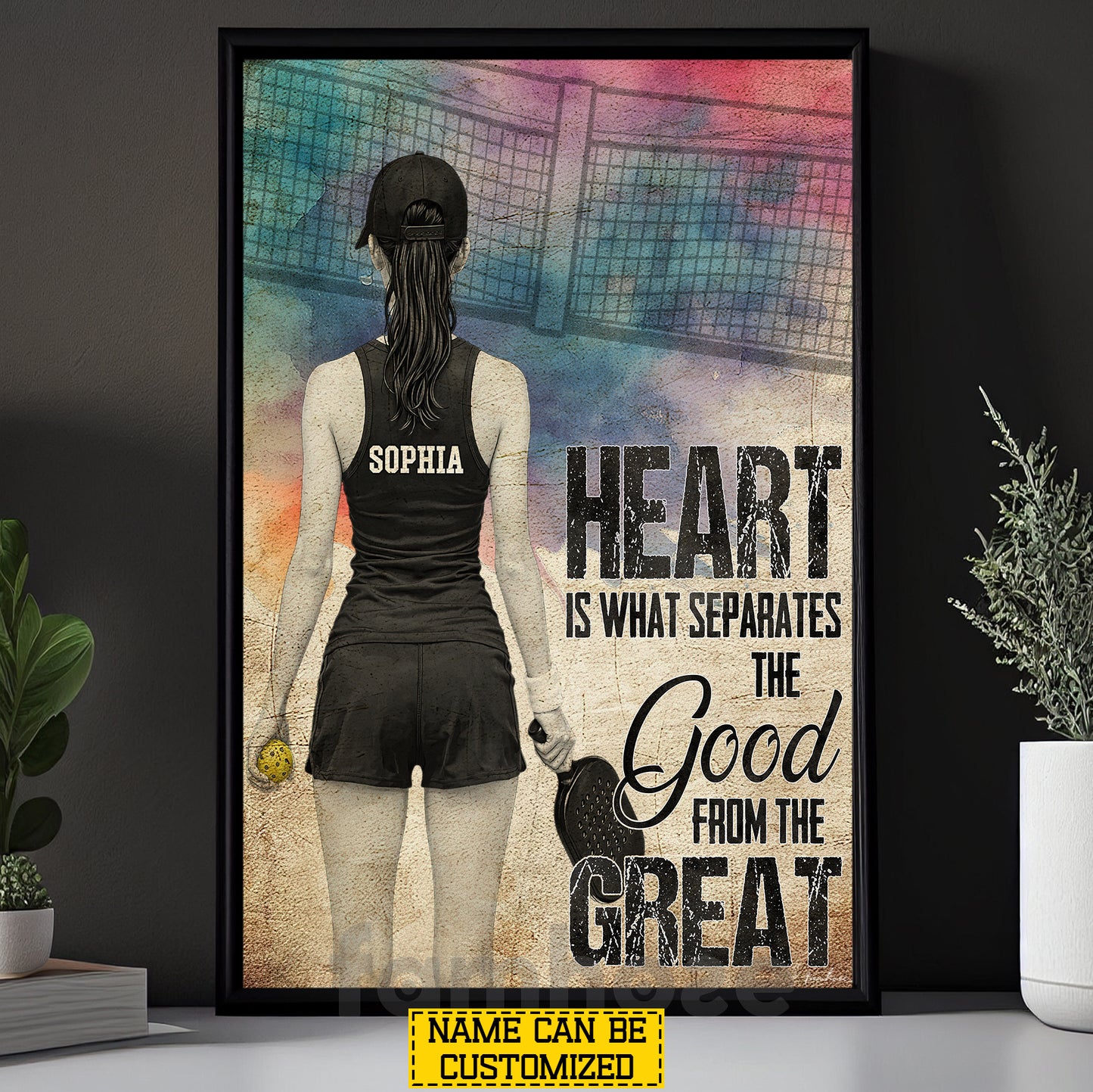 Personalized Pickleball Girl Canvas Painting, Heart Is What Separetes The Good From The Great Sport Wall Art Decor, Poster Gift For Pickleball Lover