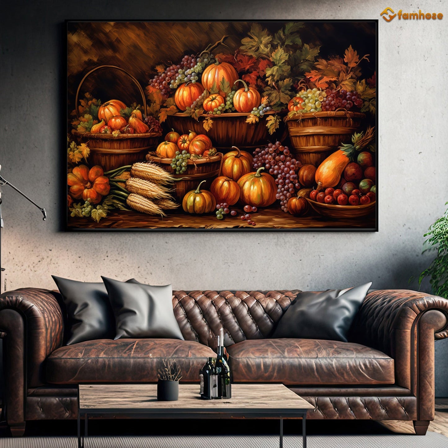 Painting Full Of Pumpkins Thanksgiving Canvas Painting, Wall Art Decor - Thanksgiving Poster Gift For Horse Lovers