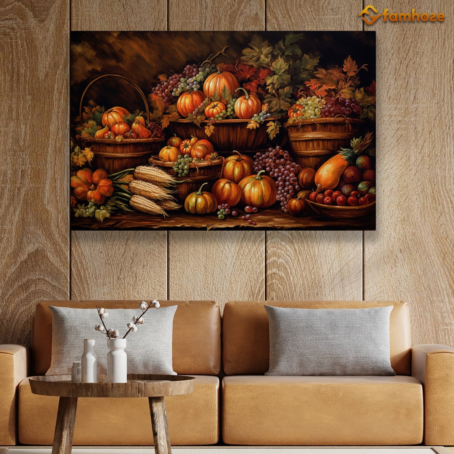 Painting Full Of Pumpkins Thanksgiving Canvas Painting, Wall Art Decor - Thanksgiving Poster Gift For Horse Lovers