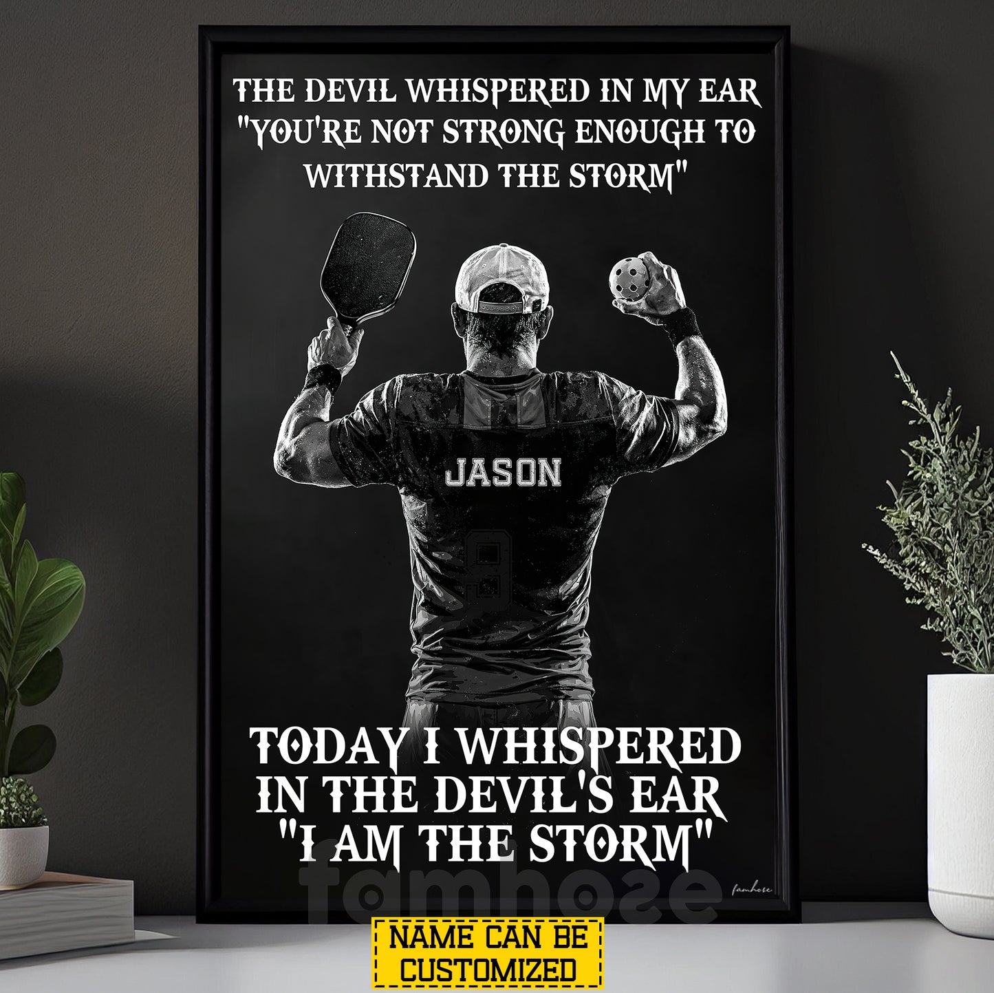 Personalized Pickleball Man Canvas Painting, I Am The Storm Sport Wall Art Decor, Poster Gift For Pickleball Lover