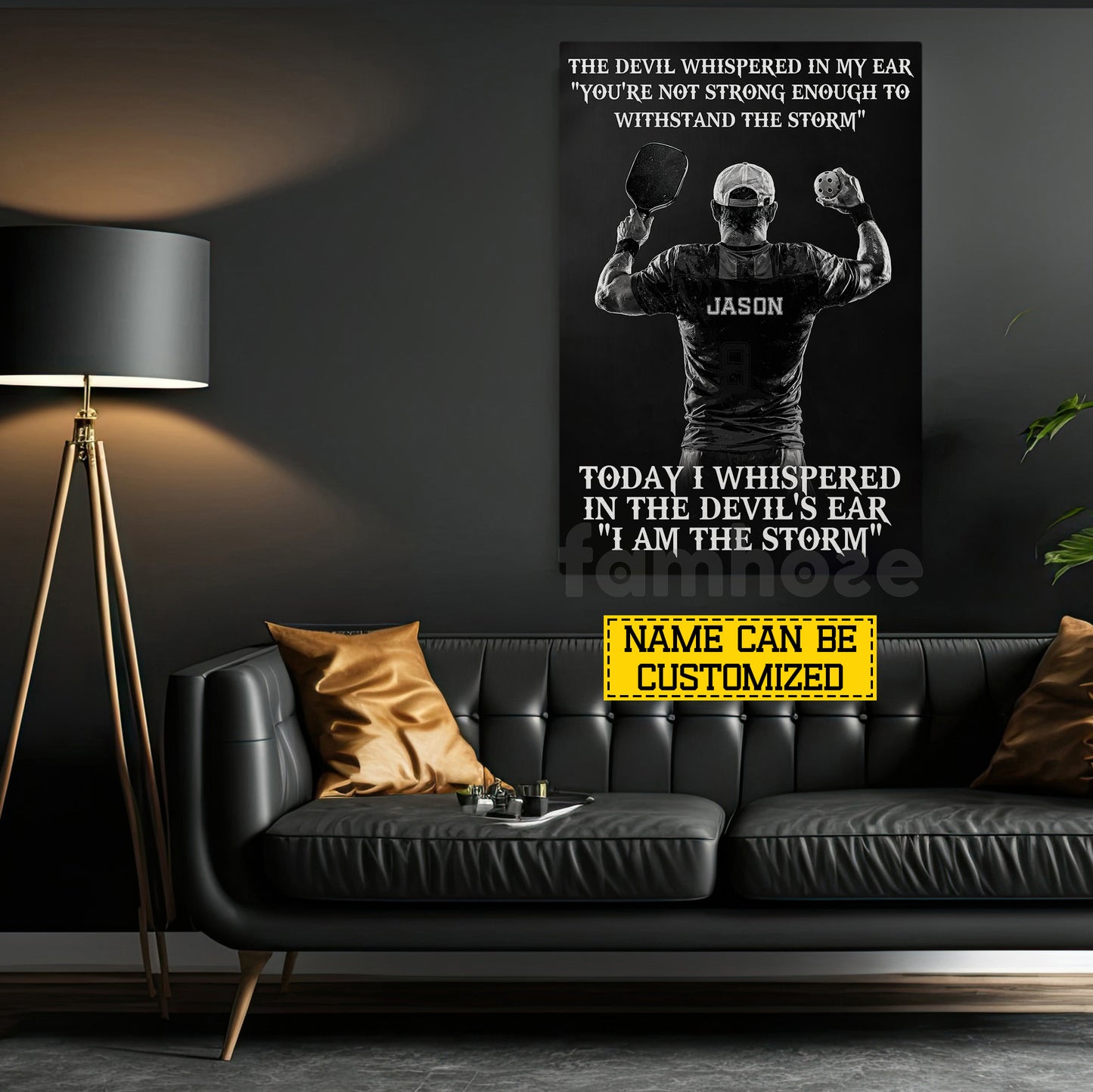 Personalized Pickleball Man Canvas Painting, I Am The Storm Sport Wall Art Decor, Poster Gift For Pickleball Lover