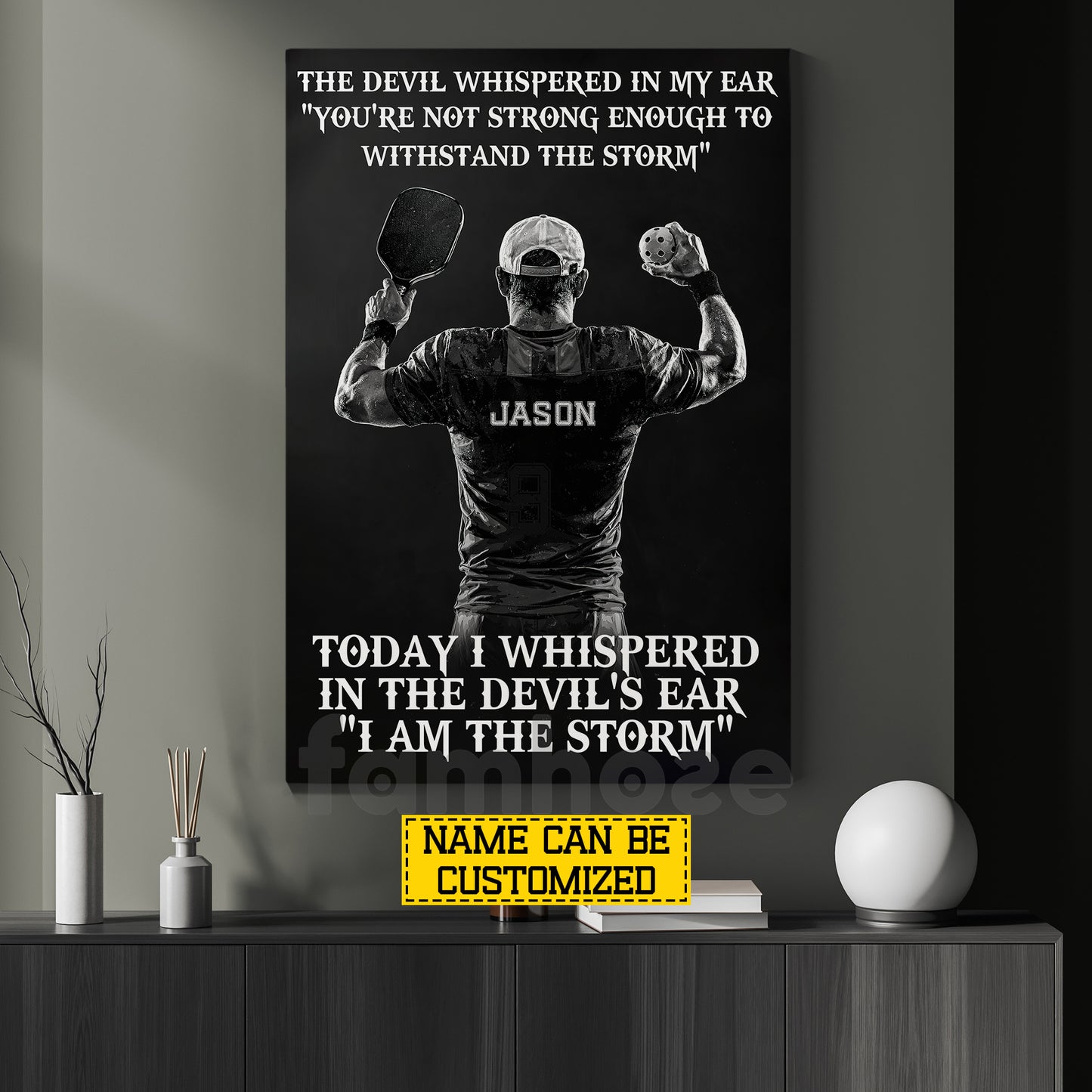 Personalized Pickleball Man Canvas Painting, I Am The Storm Sport Wall Art Decor, Poster Gift For Pickleball Lover