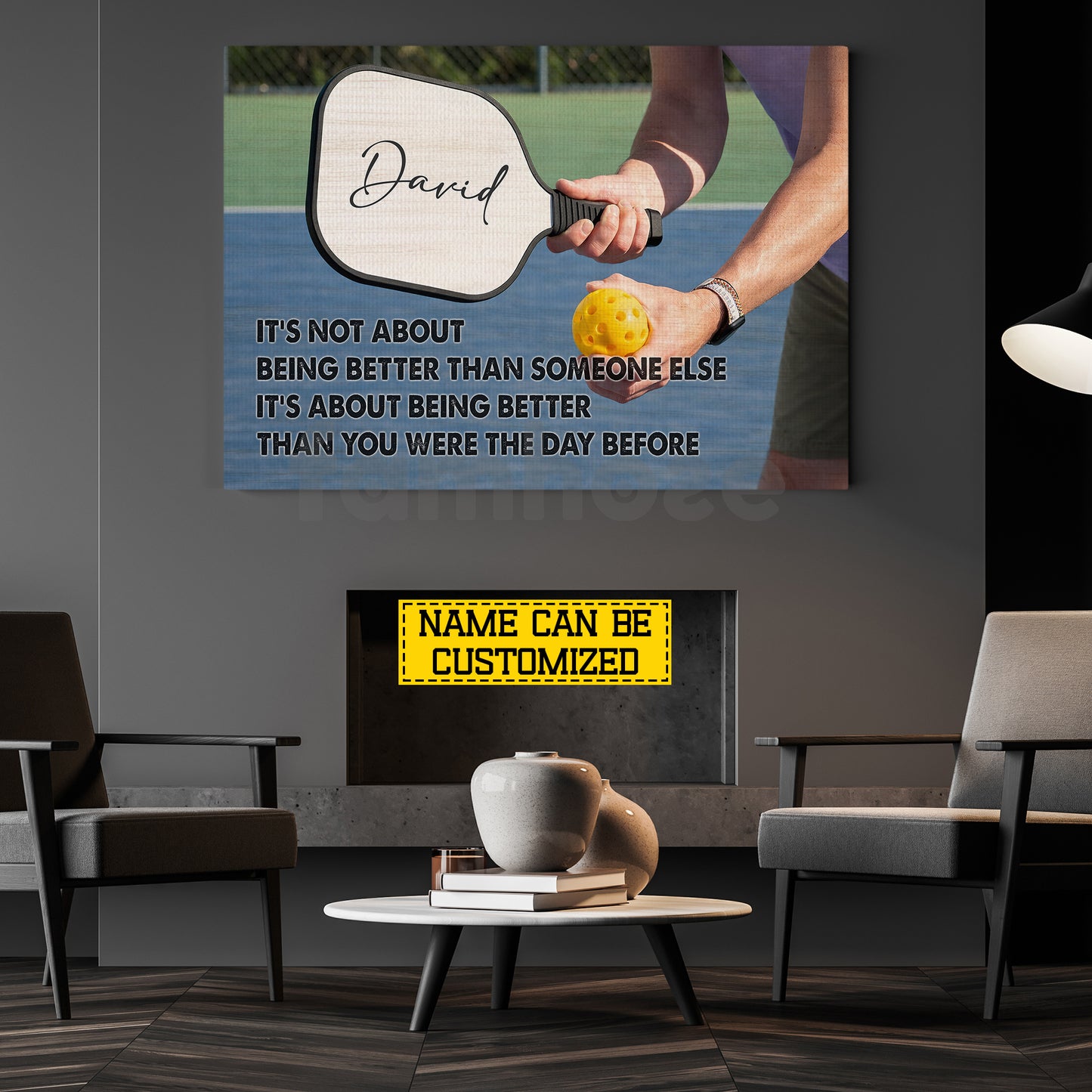 Motivational Personalized Pickleball Canvas Painting, It's About Being Better Than You Were The Day Before Sport Wall Art Decor, Poster Gift For Pickleball Lover