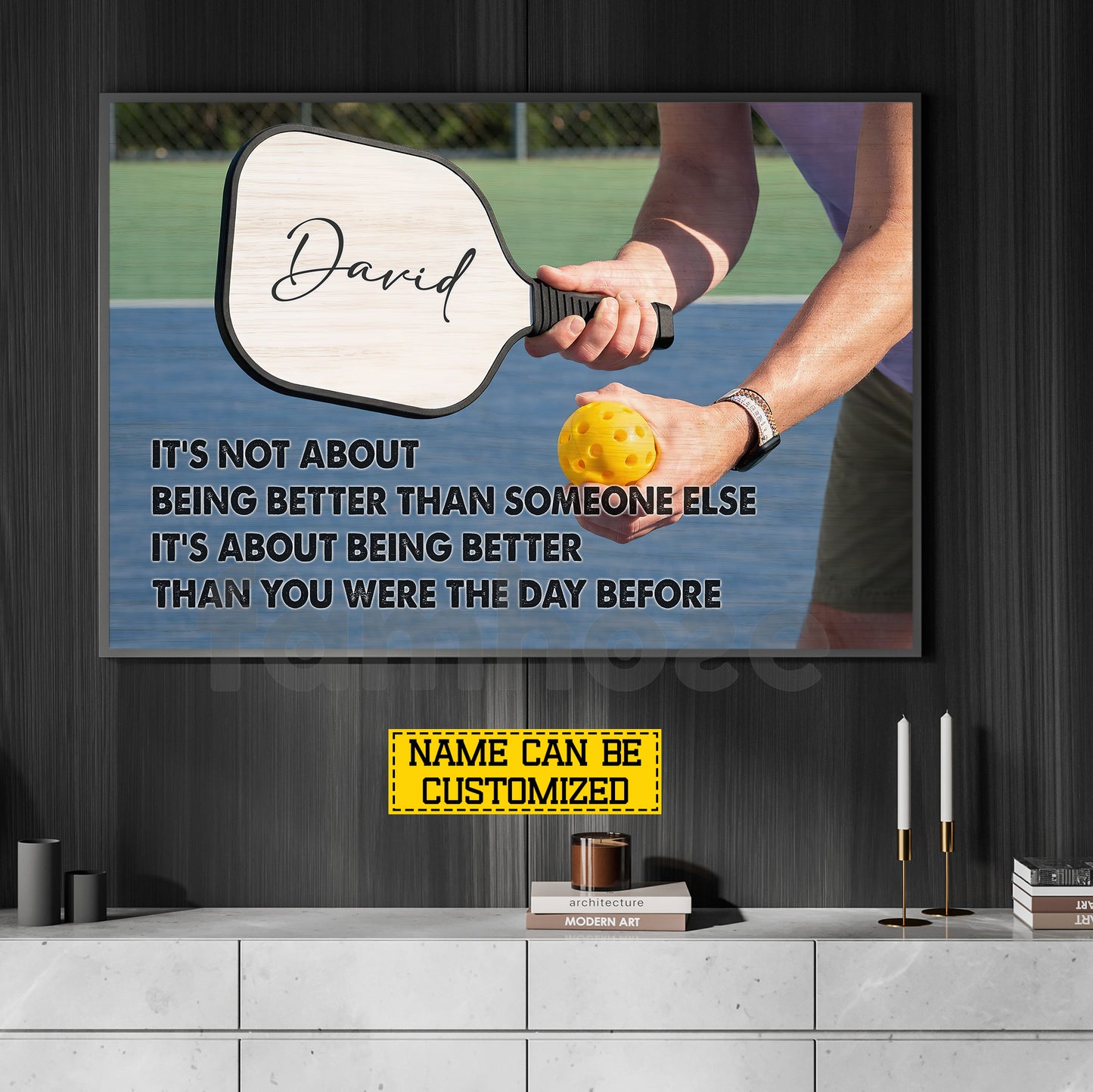 Motivational Personalized Pickleball Canvas Painting, It's About Being Better Than You Were The Day Before Sport Wall Art Decor, Poster Gift For Pickleball Lover