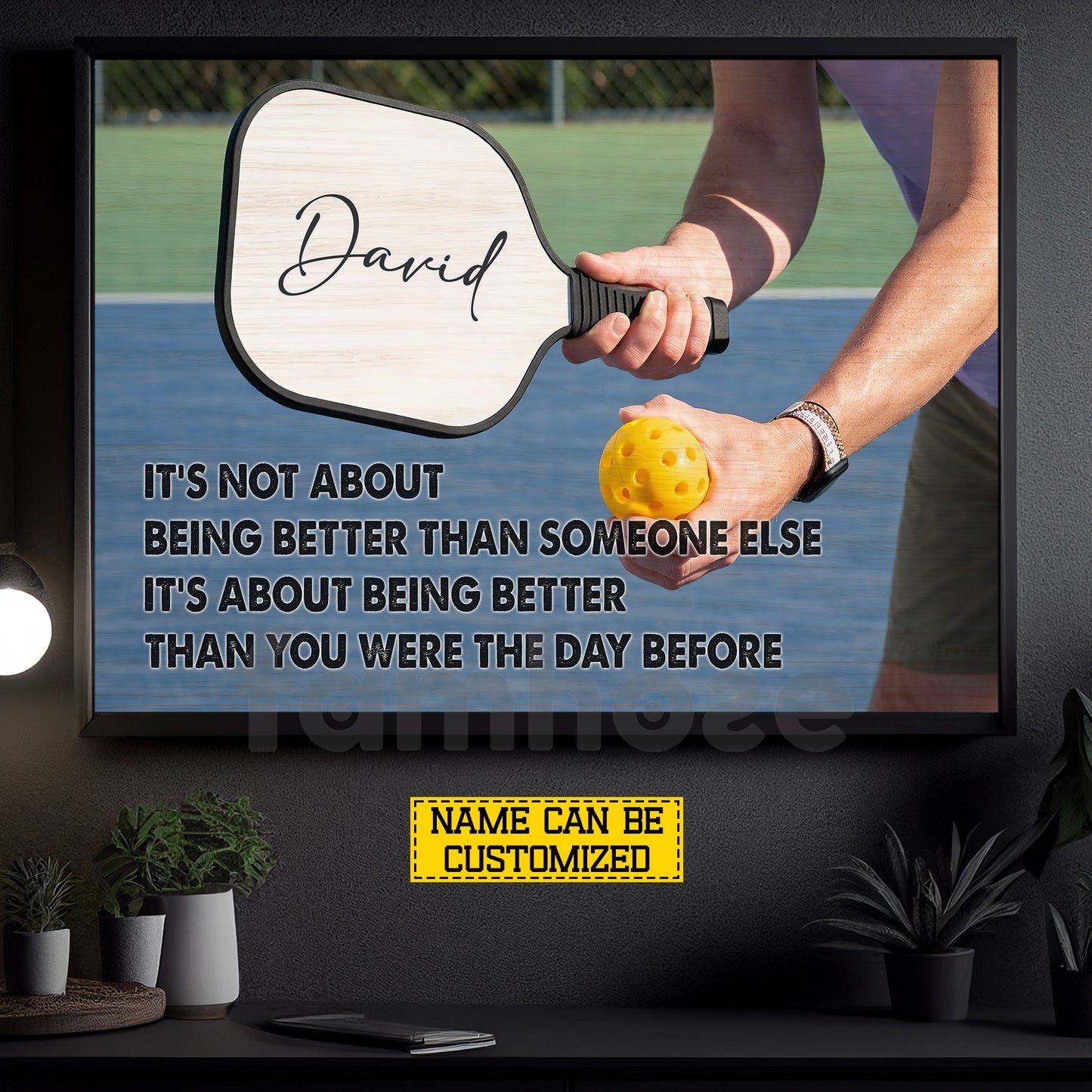 Motivational Personalized Pickleball Canvas Painting, It's About Being Better Than You Were The Day Before Sport Wall Art Decor, Poster Gift For Pickleball Lover