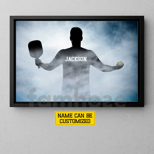 Personalized Pickleball Boy Canvas Painting, From Shadow To Champion Sport Wall Art Decor, Poster Gift For Pickleball Lover