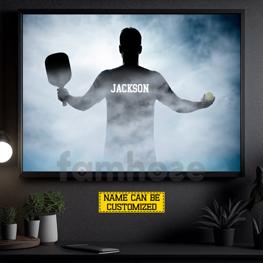 Personalized Pickleball Boy Canvas Painting, From Shadow To Champion Sport Wall Art Decor, Poster Gift For Pickleball Lover