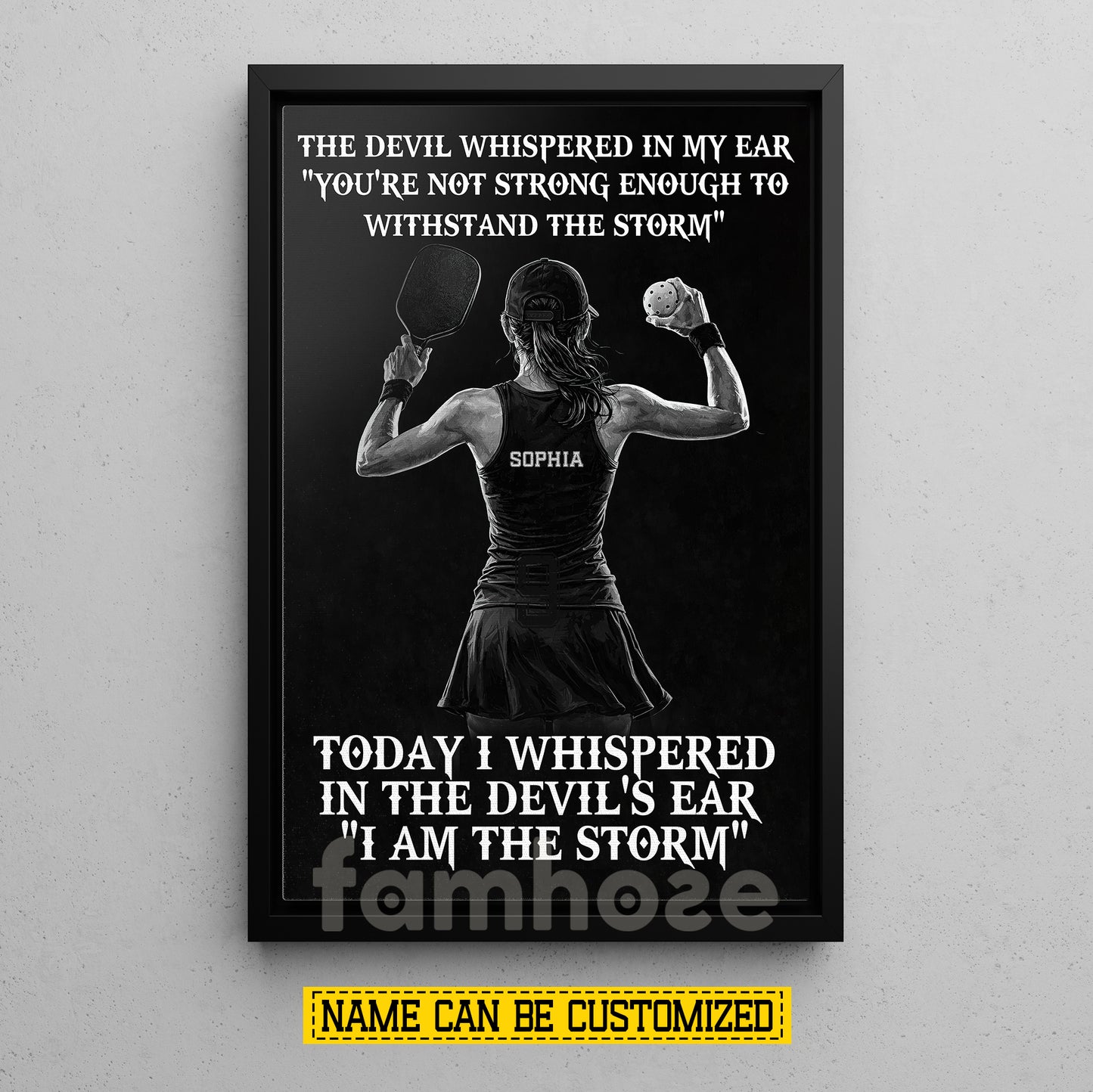 Funny Personalized Pickleball Girl Canvas Painting, Today I Whispered In The Devil's Ear I Am The Storm Sport Wall Art Decor, Poster Gift For Pickleball Lover