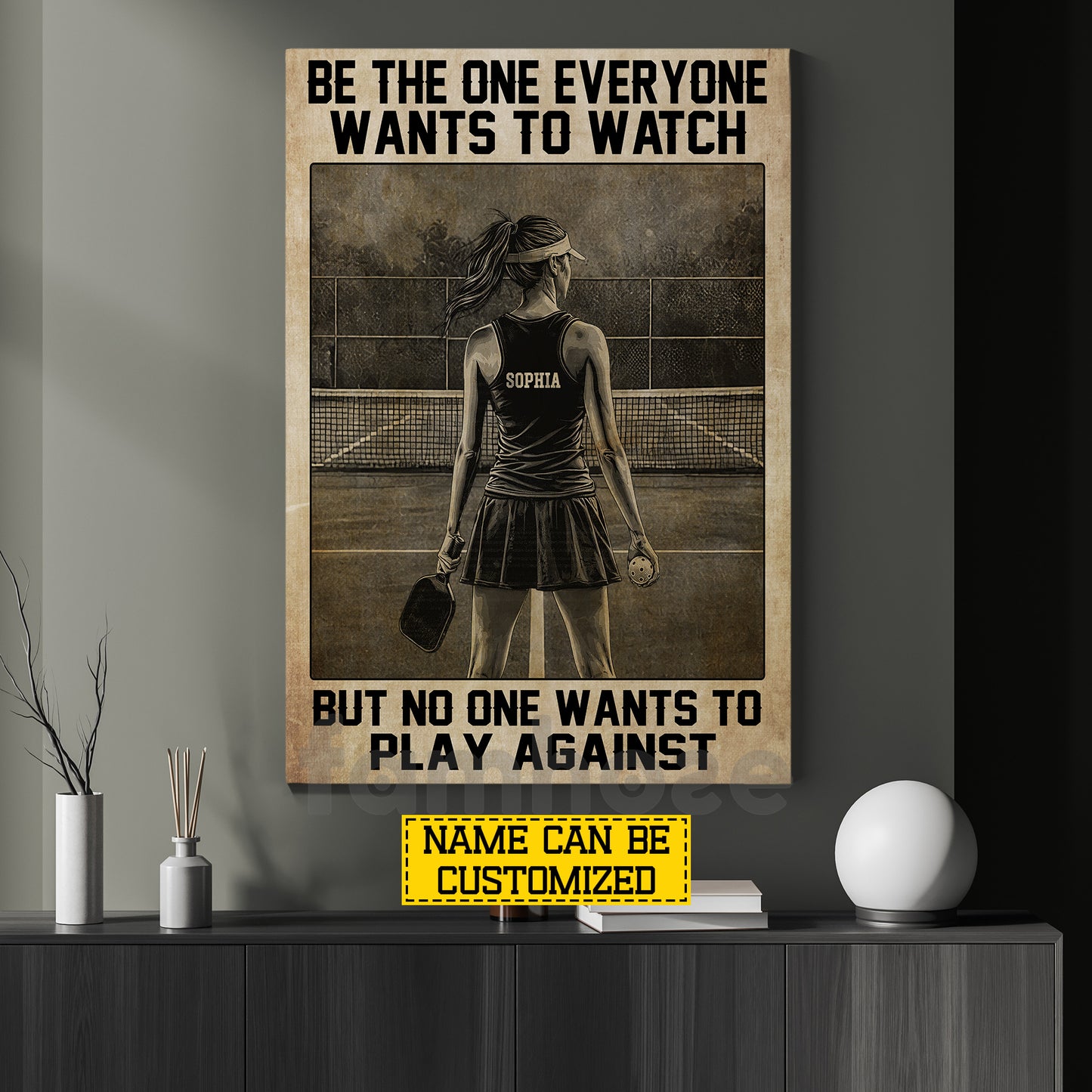 Personalized Pickleball Girl Canvas Painting, Be The One Everyone Wants To Watch Sport Wall Art Decor, Poster Gift For Pickleball Lover