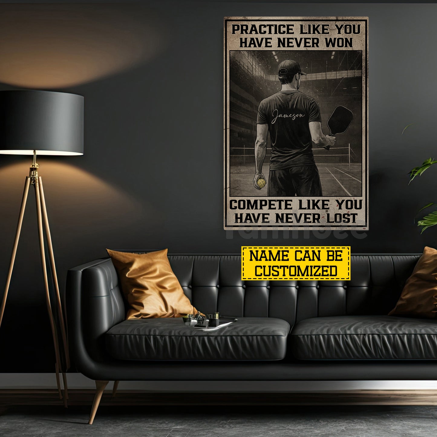 Personalized Pickleball Man Canvas Painting, Practice Like You Have Never Won Sport Wall Art Decor, Poster Gift For Pickleball Lover