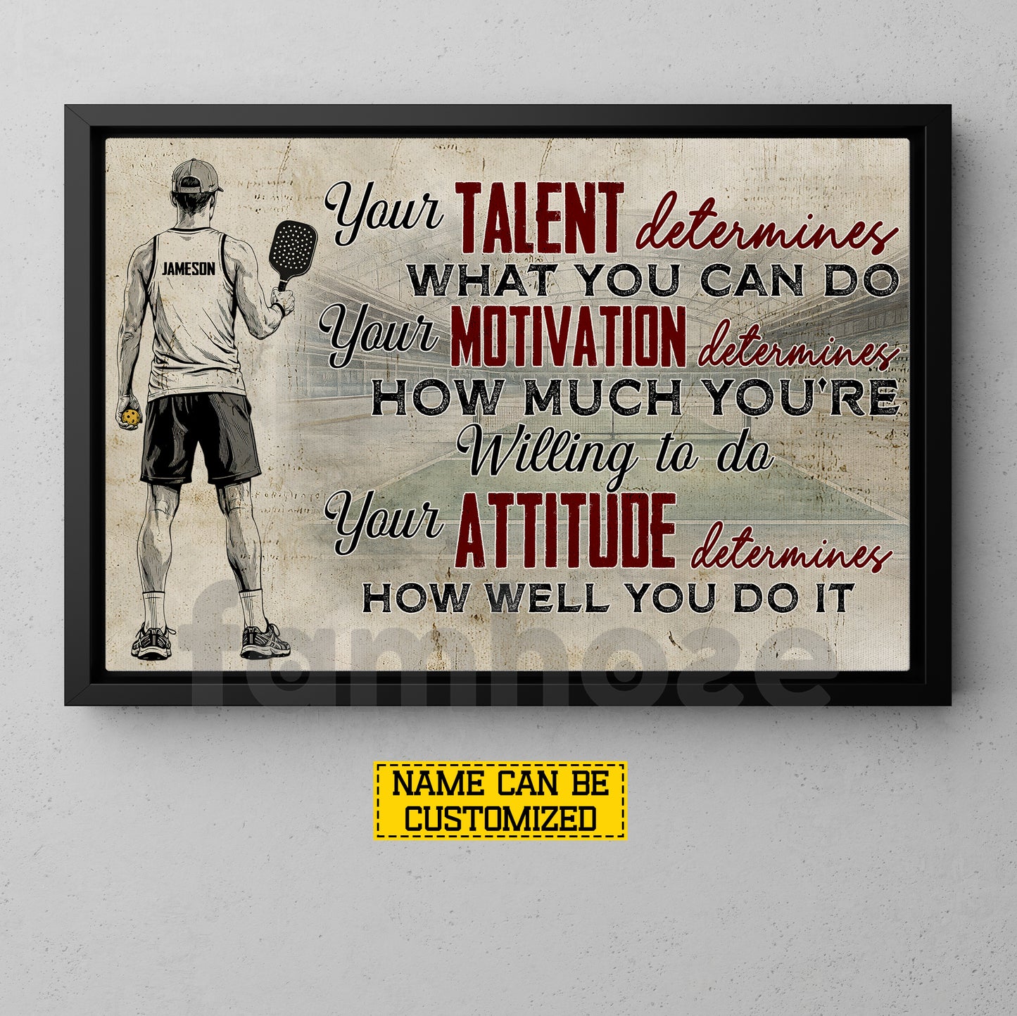 Motivational Personalized Pickleball Boy Canvas Painting, Your Talent Determines What You Can Do Sport Wall Art Decor, Poster Gift For Pickleball Lover