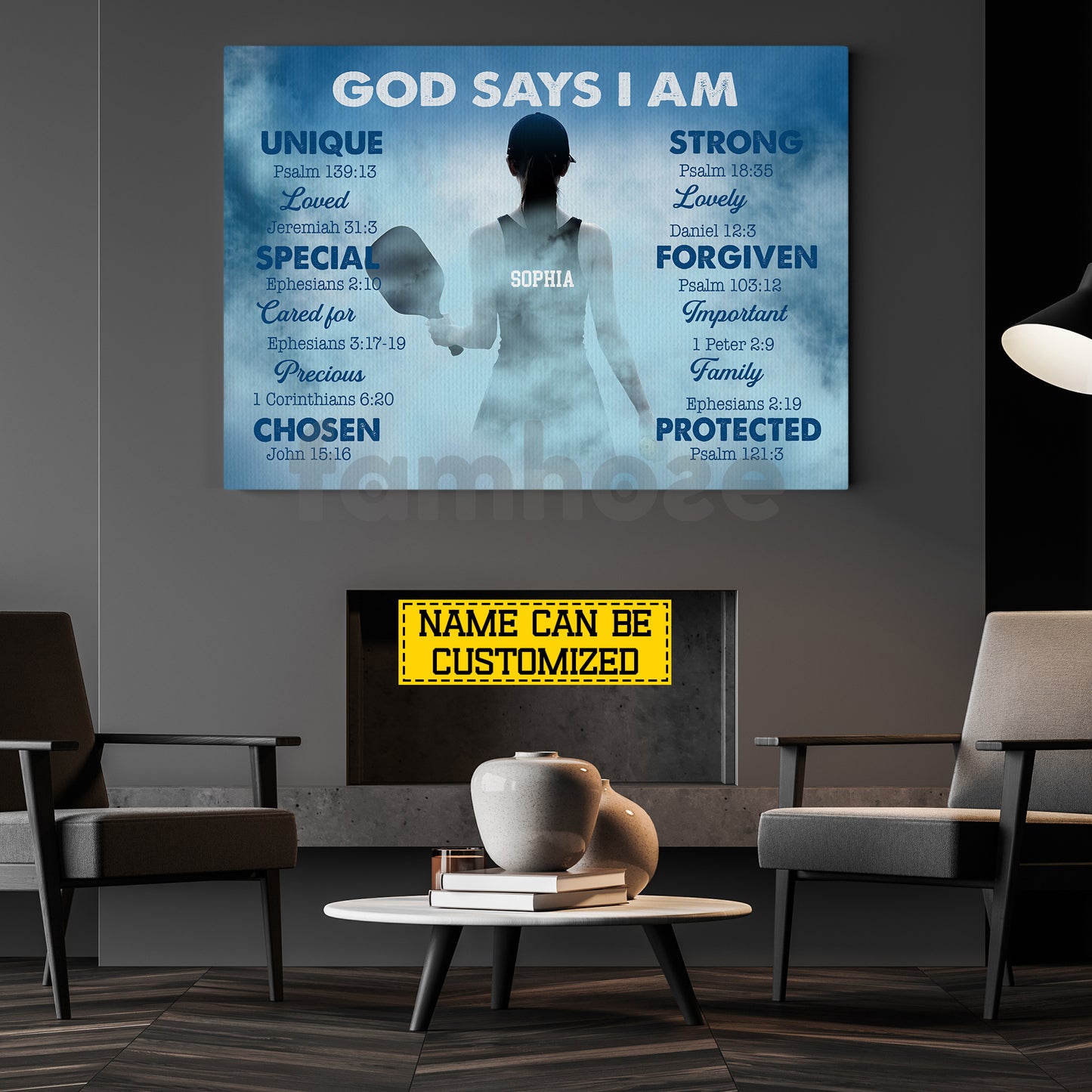 Personalized Pickleball Girl Canvas Painting, God Says I Am Sport Wall Art Decor, Poster Gift For Christian, Pickleball Lover