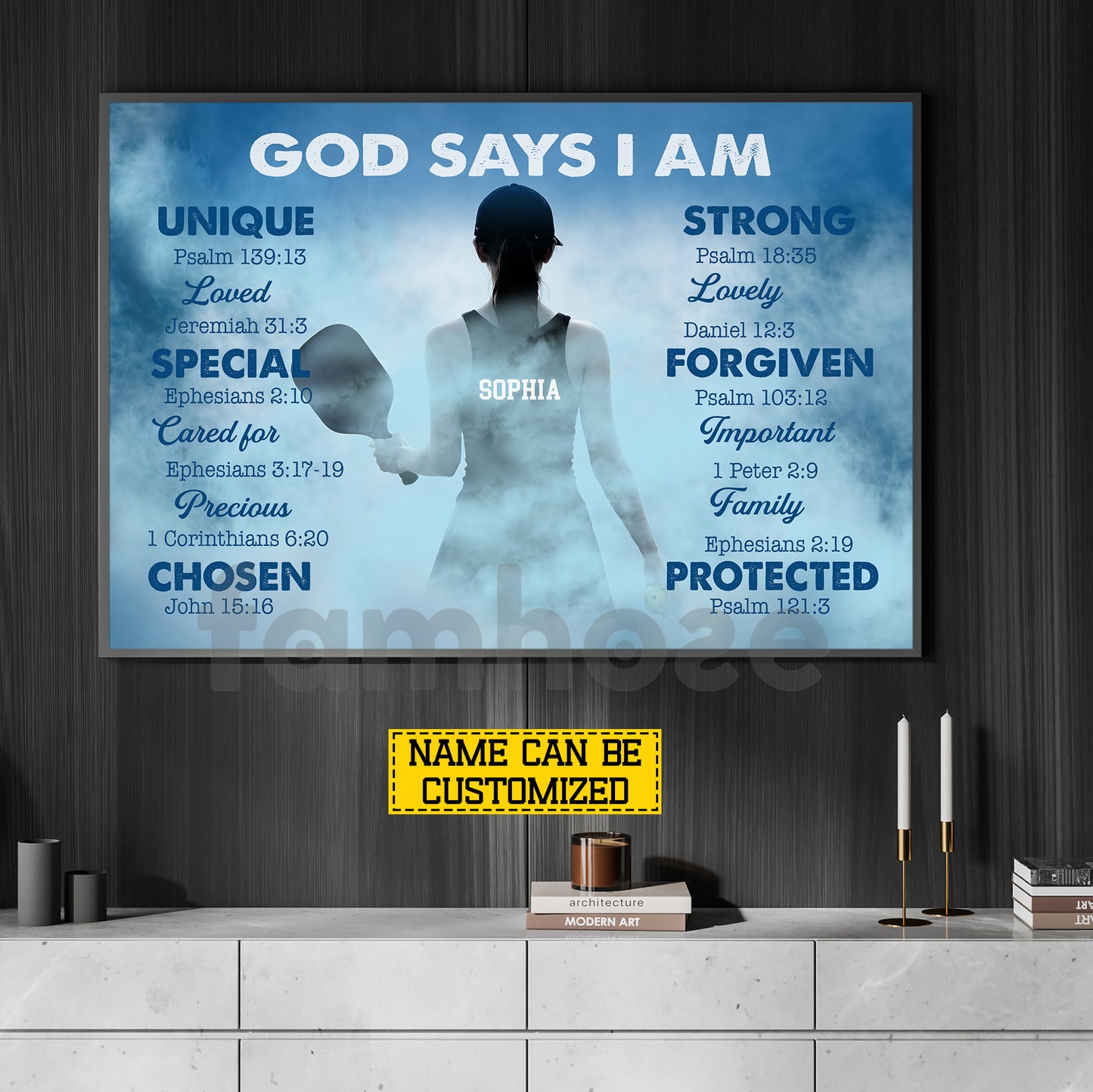 Personalized Pickleball Girl Canvas Painting, God Says I Am Sport Wall Art Decor, Poster Gift For Christian, Pickleball Lover