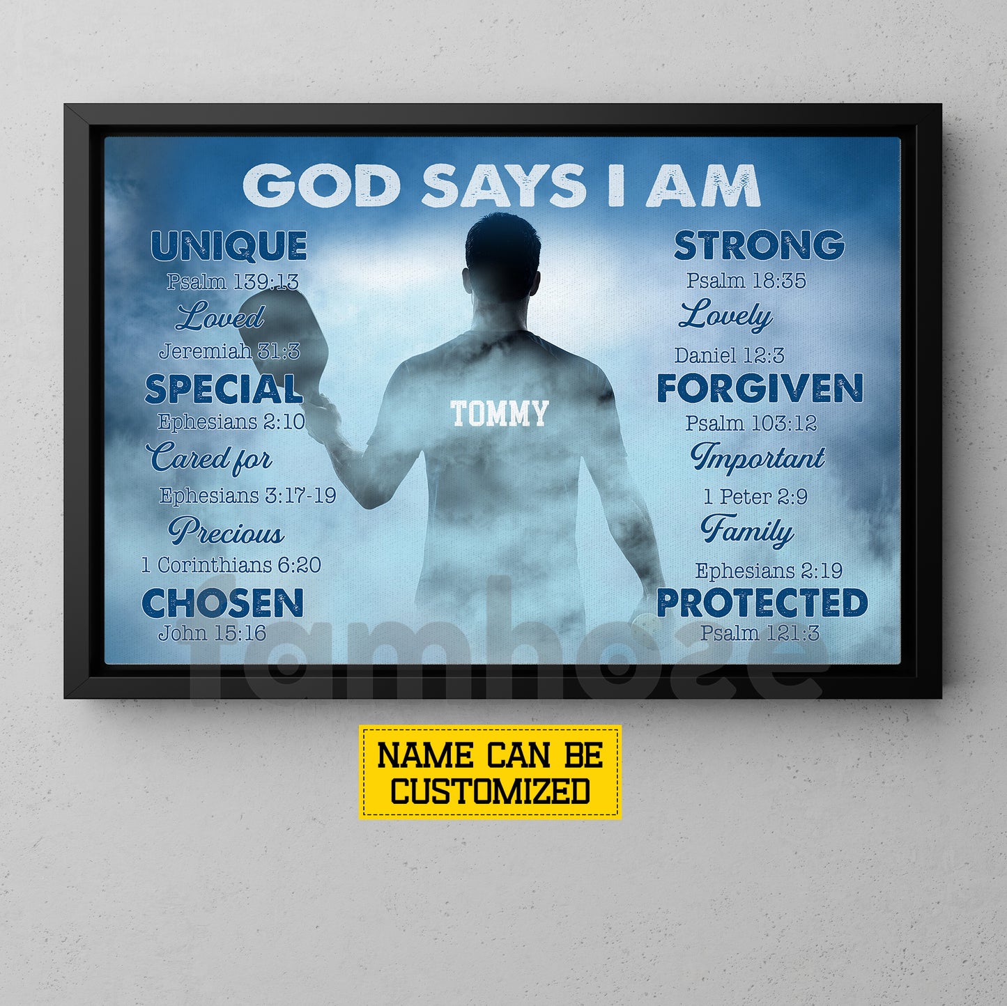Personalized Pickleball Man Canvas Painting, God Says I Am Sport Wall Art Decor, Poster Gift For Christian, Pickleball Lover