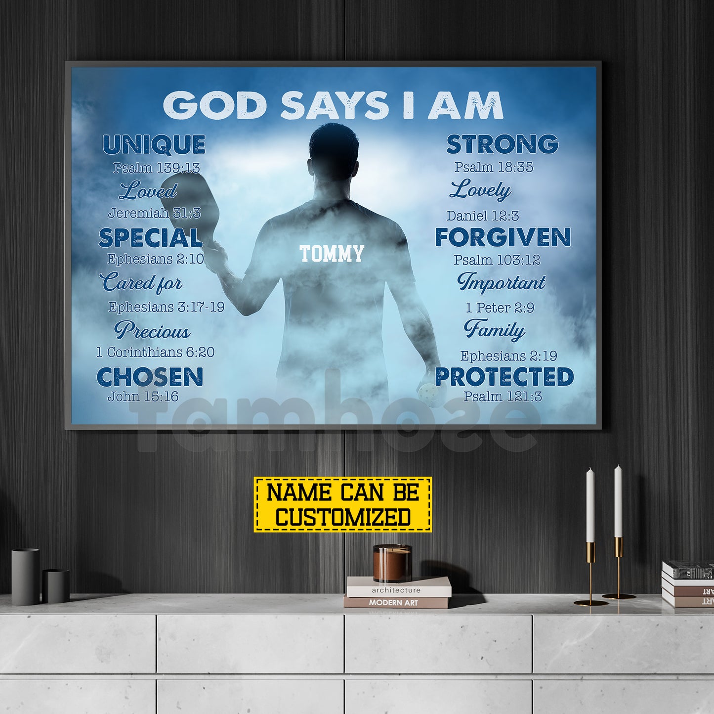 Personalized Pickleball Man Canvas Painting, God Says I Am Sport Wall Art Decor, Poster Gift For Christian, Pickleball Lover