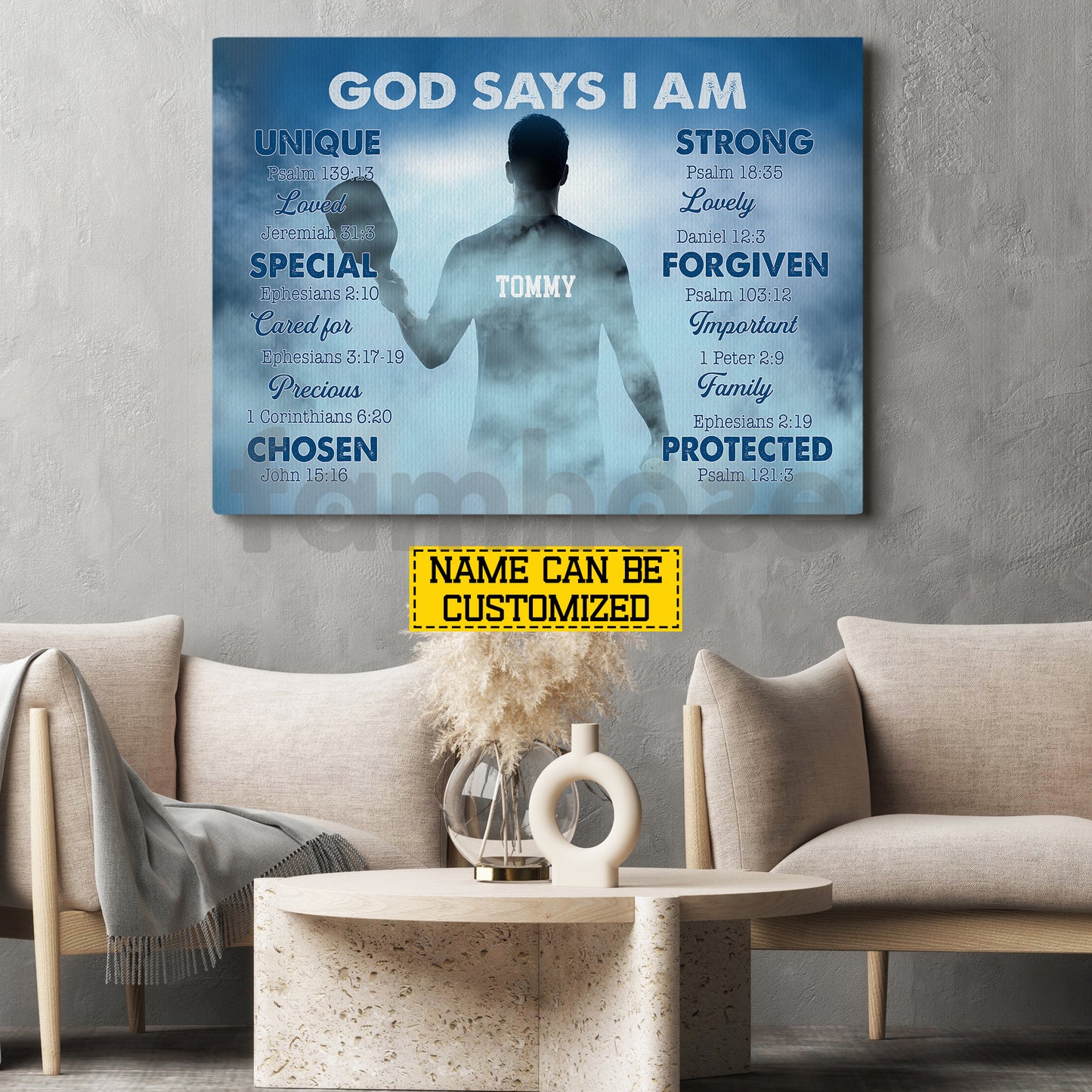 Personalized Pickleball Man Canvas Painting, God Says I Am Sport Wall Art Decor, Poster Gift For Christian, Pickleball Lover