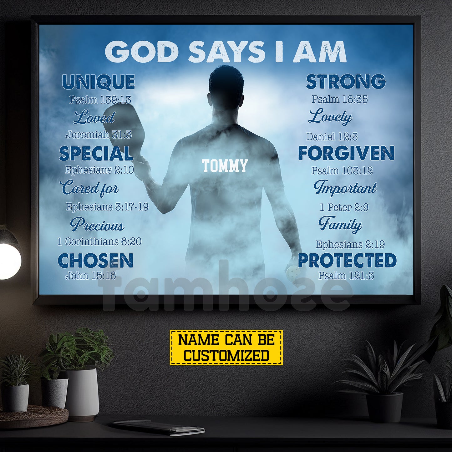 Personalized Pickleball Man Canvas Painting, God Says I Am Sport Wall Art Decor, Poster Gift For Christian, Pickleball Lover