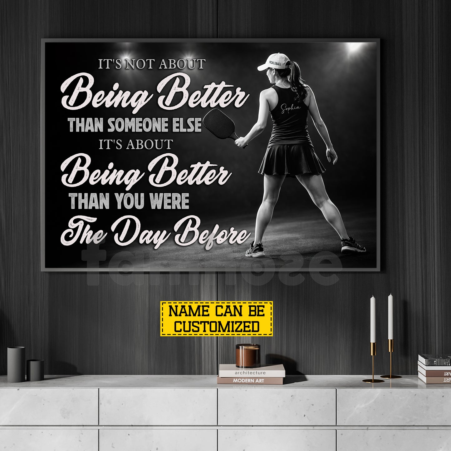 Personalized Pickleball Girl Canvas Painting, It's Not About Being Better Than Someone Else Sport Wall Art Decor, Poster Gift For Pickleball Lover