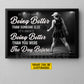 Personalized Pickleball Girl Canvas Painting, It's Not About Being Better Than Someone Else Sport Wall Art Decor, Poster Gift For Pickleball Lover