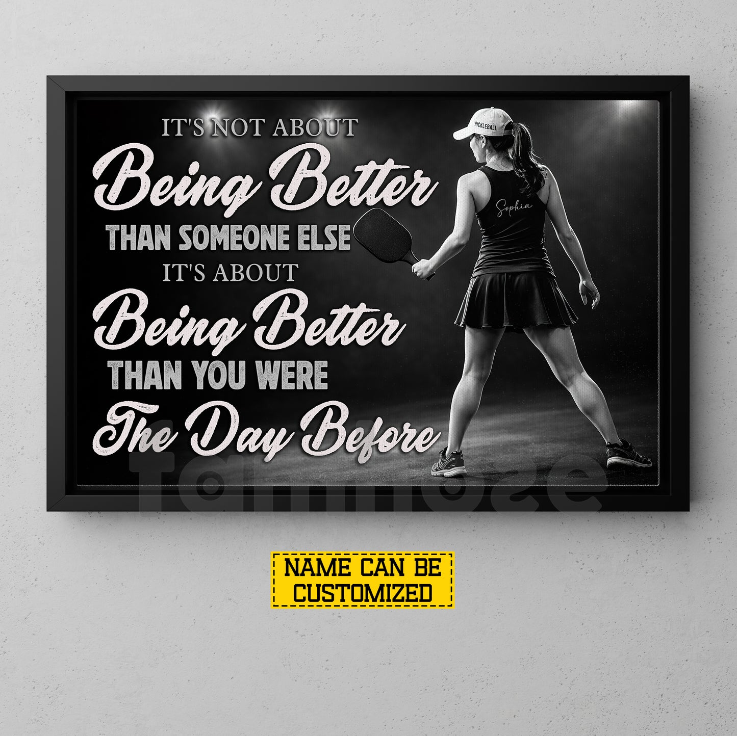 Personalized Pickleball Girl Canvas Painting, It's Not About Being Better Than Someone Else Sport Wall Art Decor, Poster Gift For Pickleball Lover