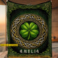 Personalized Four-Leaf Clover Fleece Blanket, Celtic Knot, Irish Heart, Personal Legacy Woven Blanket, Sherpa Blanket St Patrick's Day Gift For For Irish Lover