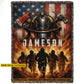 Personalized Firefighter Fleece Blanket, American Heroes Firefighter Woven Blanket, Sherpa Blanket Gift For Firefighters