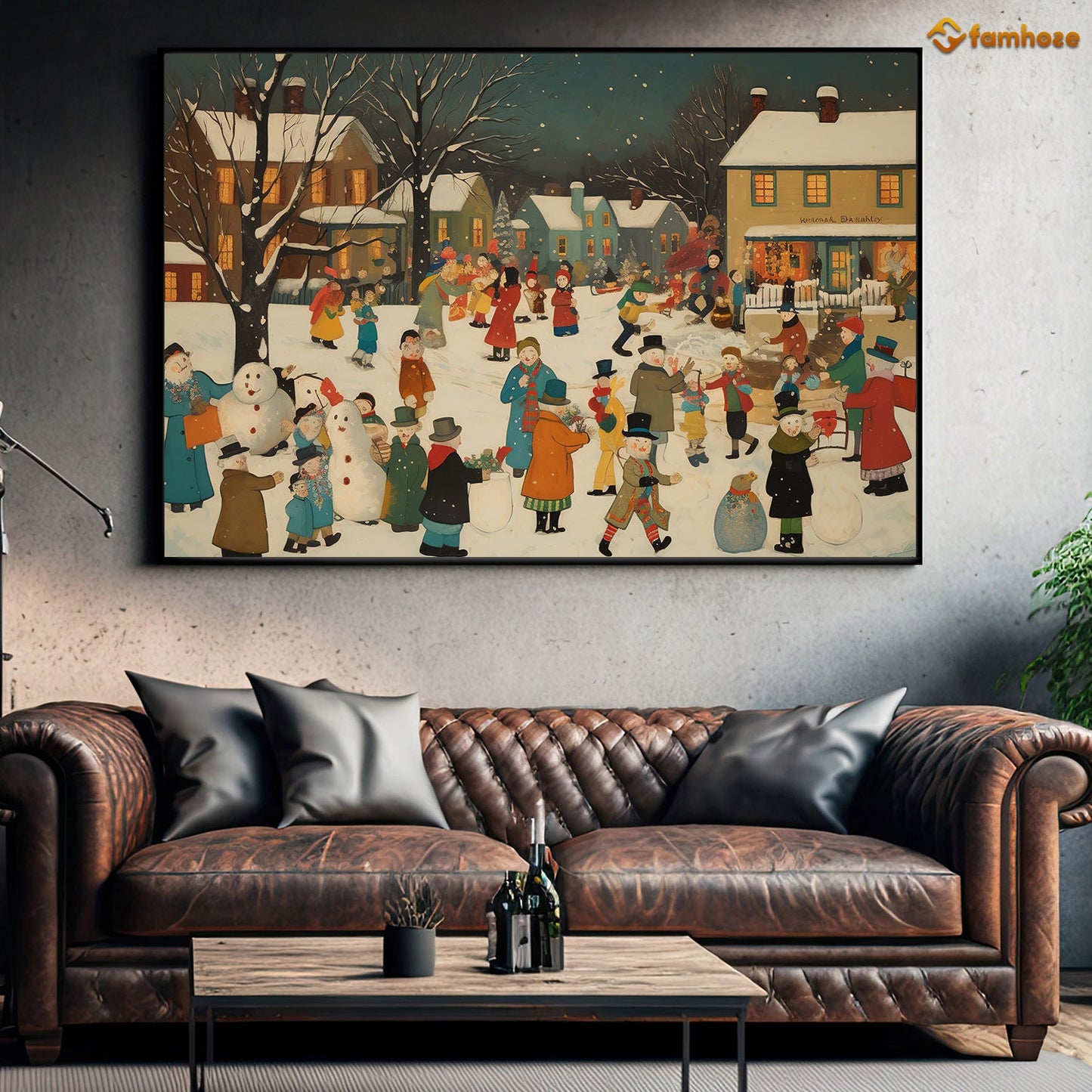 Everyone Goes To The Festival Streets Together, Christmas Canvas Painting, Xmas Wall Art Decor - Christmas Poster Gift