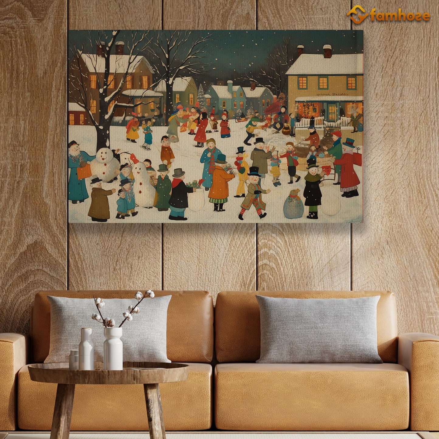 Everyone Goes To The Festival Streets Together, Christmas Canvas Painting, Xmas Wall Art Decor - Christmas Poster Gift