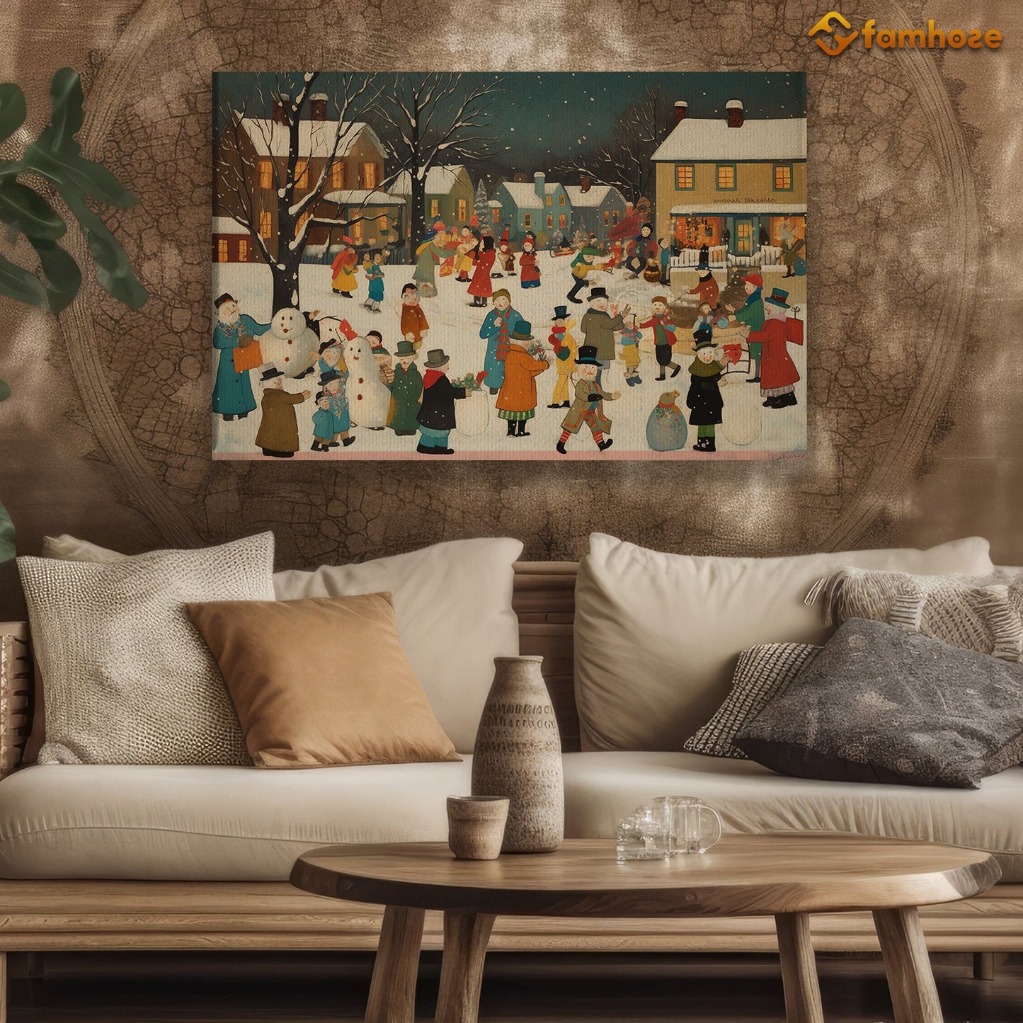 Everyone Goes To The Festival Streets Together, Christmas Canvas Painting, Xmas Wall Art Decor - Christmas Poster Gift