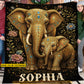 Personalized Elephant Fleece Blanket, Golden Elephant Mother And Baby Woven Blanket, Sherpa Blanket Gift For Elephant Lover