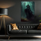 The Dark Old Witch Moonlight In Forest Halloween Canvas Painting, Wall Art Decor - Dark Surreal Ghost Halloween Poster Gift