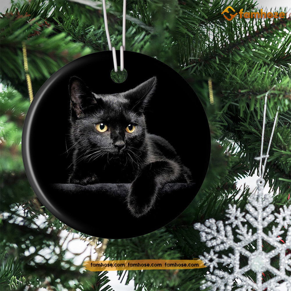 Christmas Cat Ornament Black Cat Alone Gift For Cat Lovers Circle Ce Famhose