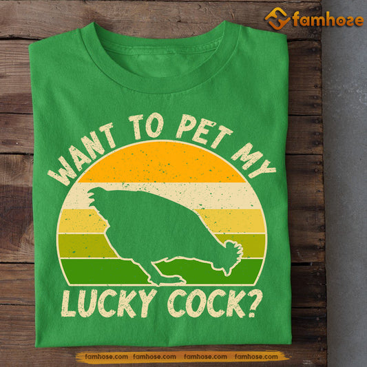 Vintage St Patrick's Day Chicken T-shirt, Pet My Lucky Cock, Patricks Day Gift For Chicken Lovers, Chicken Tees, Farmers Tees