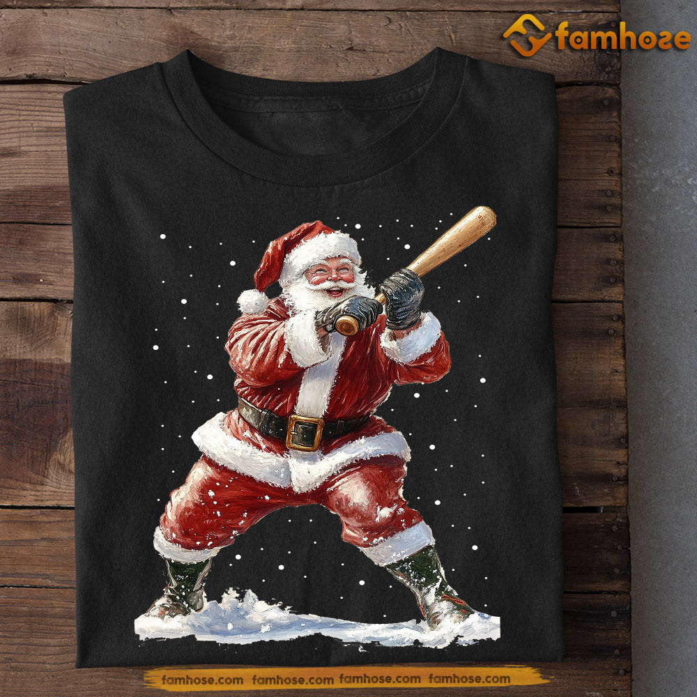 Funny Christmas Baseball T-shirt, Santa Claus Playing Baseball, Xmas Gift For Baseball Lovers