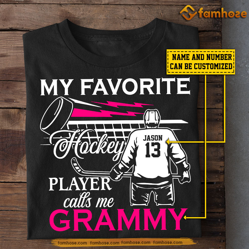 Personalized Hockey T-shirt, Hockey Player Calls Me, Mother's Day Gift For Mom & Grammy From Hockey Boy