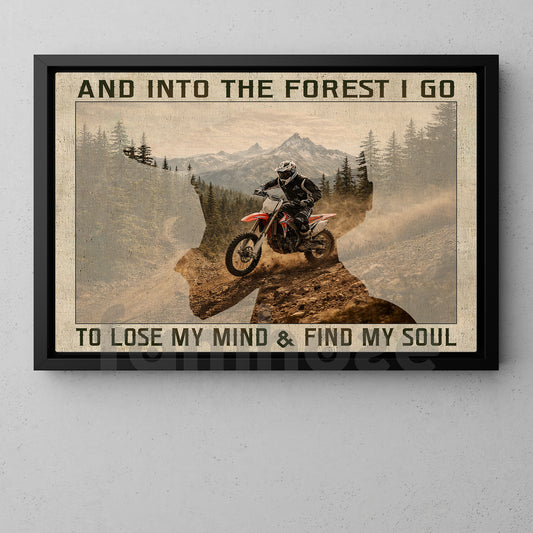 Dirt Bike Canvas Painting, And Into The Forest I Go Wall Art Decor, Poster Gift For Motocross Lovers