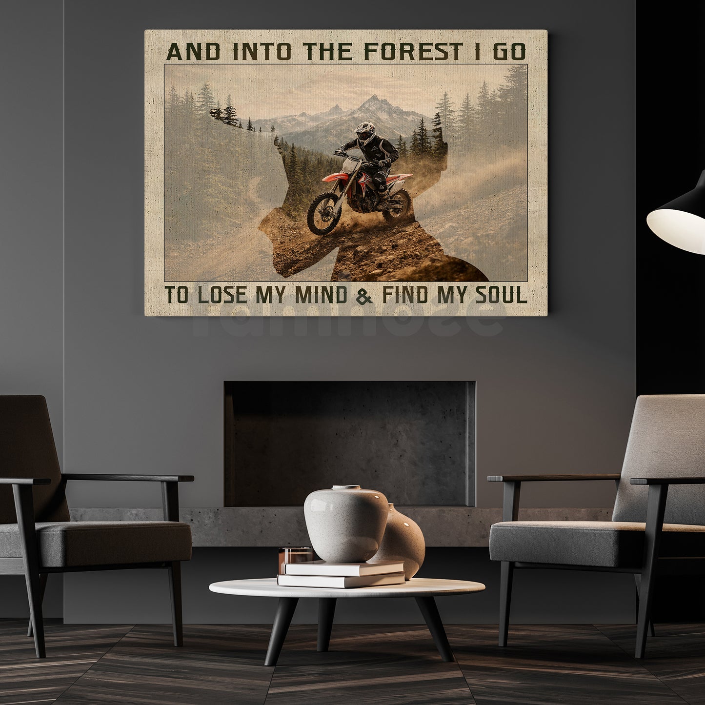 Dirt Bike Canvas Painting, And Into The Forest I Go Wall Art Decor, Poster Gift For Motocross Lovers