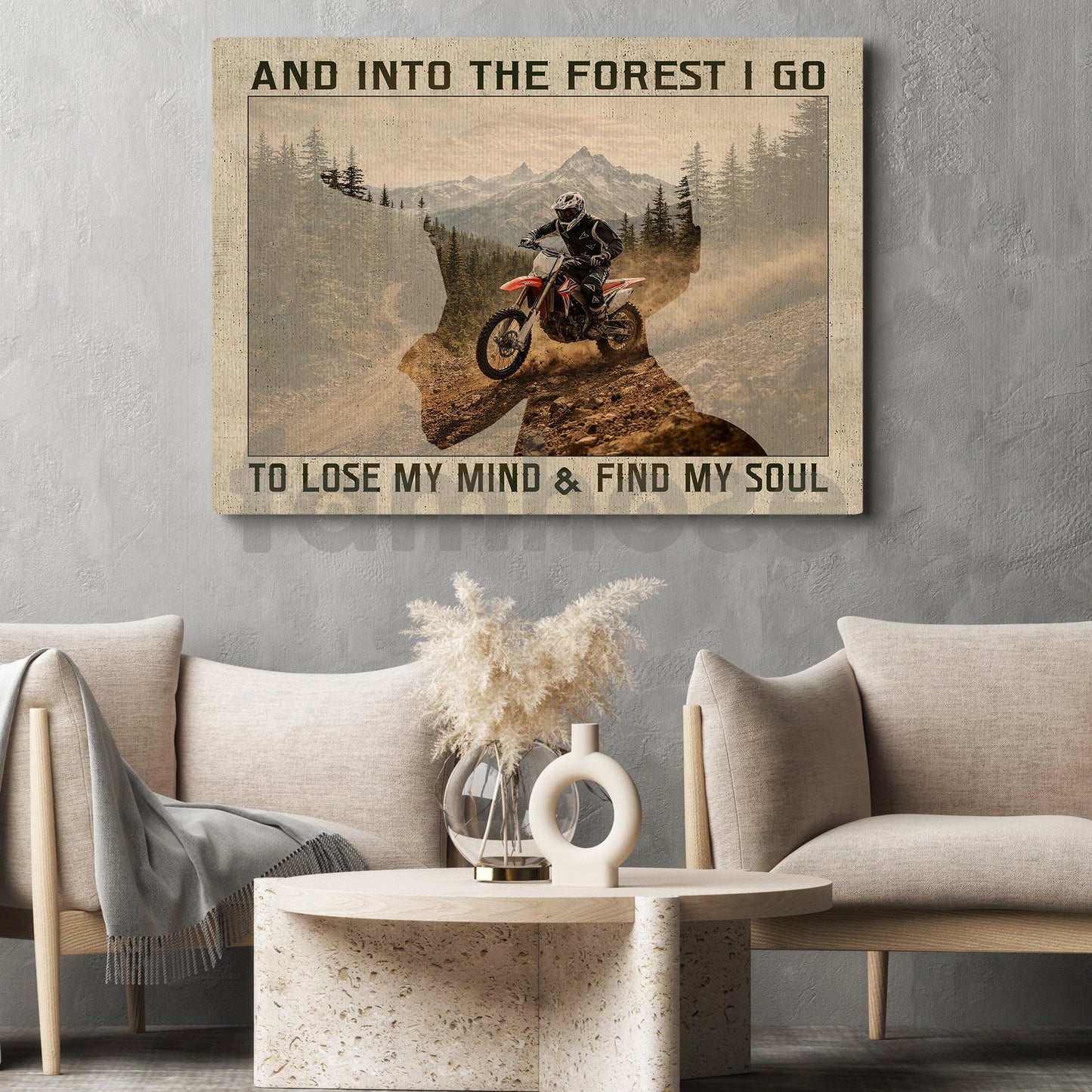Dirt Bike Canvas Painting, And Into The Forest I Go Wall Art Decor, Poster Gift For Motocross Lovers