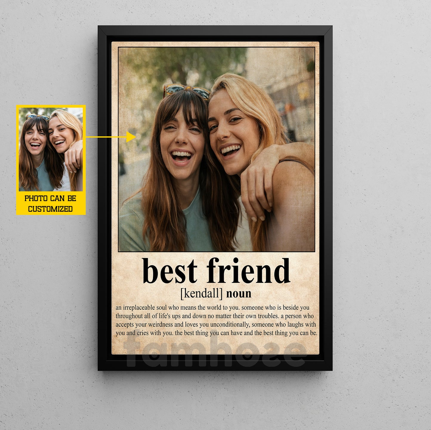 Personalized Best Friend Quote Canvas Painting, Through Every Up And Down Wall Art Decor, Poster Gift For Your Friends
